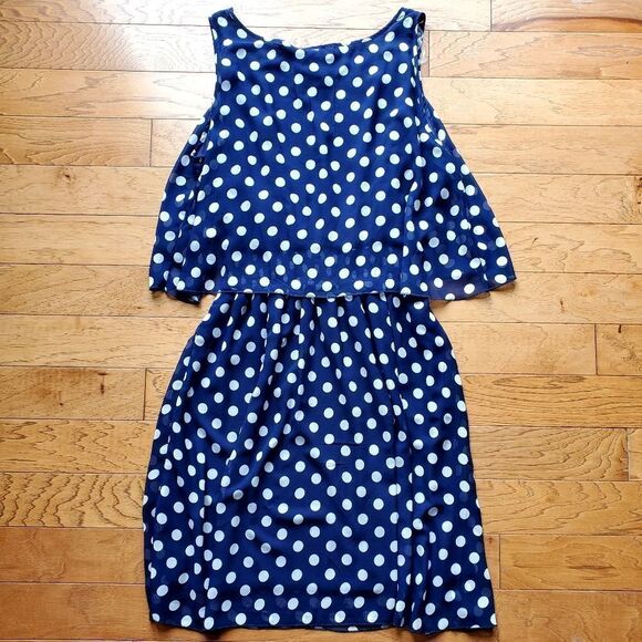 🔹️NWT Robert Louis Blue Polka Dot Print Sleeveless Dress XLarge - Picture 2 of 8
